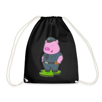 Schwein Polizist Polizei - Turnbeutel - Schwarz - Vorne
