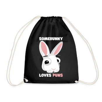 Bunny Pun Somebunny Loves Puns Punster - Drawstring Bag - black - Front