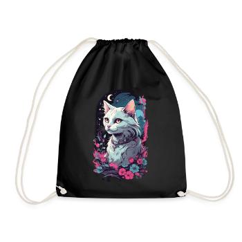 Gothic Vintage Cat Darkness Aesthetic - Drawstring Bag - black - Front