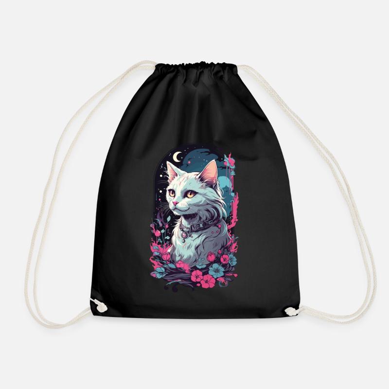 Gothic Vintage Katze Dunkelheit Aesthetic - Turnbeutel - Schwarz