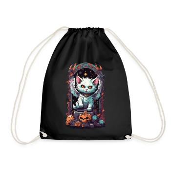 Okkulte Dämonen Katze Gothic Style - Turnbeutel - Schwarz - Vorne