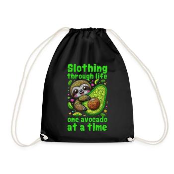 KAWAII SLOTH ET AVOCADO : PARESSEUX DANS LA VIE - Sac de sport léger - noir - Devant