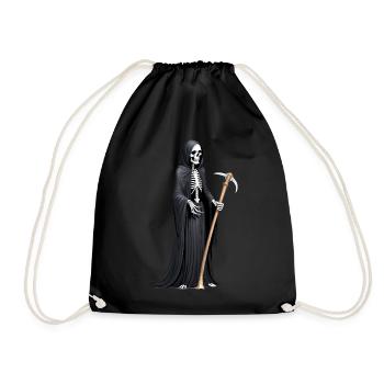 Sensenmann Sense Tod Halloween gruselig Skelett - Turnbeutel - Schwarz - Vorne