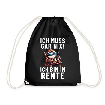 Ich muss gar nix! ich bin in Rente Faultier - Turnbeutel - Schwarz - Vorne