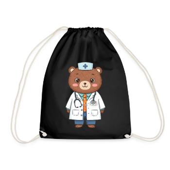 Teddybär Arzt - Turnbeutel - Schwarz - Vorne