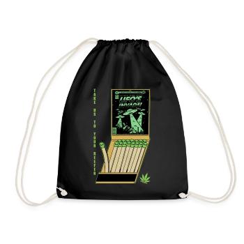 UFO Invasion Vintage Poster Design - Drawstring Bag - black - Front