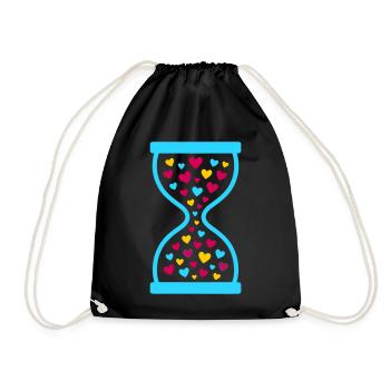 Colorful Hearts Hourglass - Love and Time Flow - Drawstring Bag - black - Front