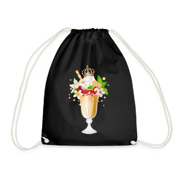 Coupe glacée – délicieux motif de dessert avec couronne - Sac de sport léger - noir - Devant