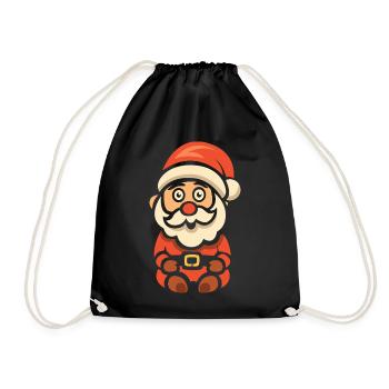 Cute Santa Claus Cartoon - Drawstring Bag - black - Front