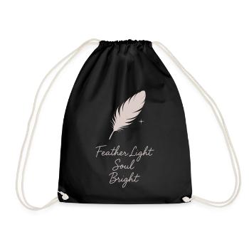 Feather And Dream Boho Festival Spiritual Pattern - Drawstring Bag - black - Front