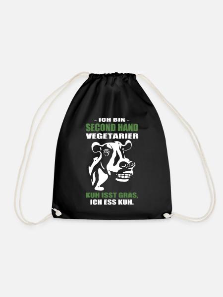 Vegetarier Kuh Isst Gras Ich Ess Kuh - Turnbeutel - Schwarz