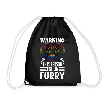 Warning This Person Is A Furry - Drawstring Bag - black - Front