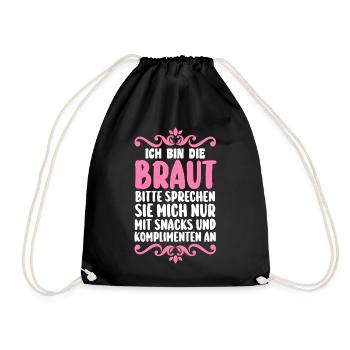 JGA Team Braut Junggesellinnenabschied - Turnbeutel - Schwarz - Vorne