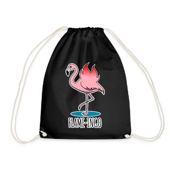 Flame-Ingo - ein flammender Flamingo - Turnbeutel - Schwarz - Vorne