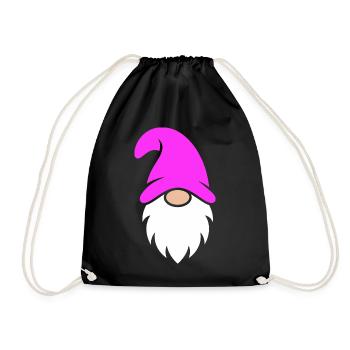 Magenta Hat Gnome - Drawstring Bag - black - Front