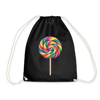 Colorful Rainbow Lollipop Spiral Look - Drawstring Bag - black - Front