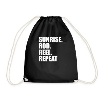 Sunrise Rod Reel Repeat - Drawstring Bag - black - Front