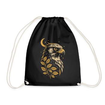 Horus Falke mit Mond – ägyptisches Symbol - Turnbeutel - Schwarz - Vorne