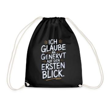 I believe in annoyed at first glance humor - Drawstring Bag - black - Front