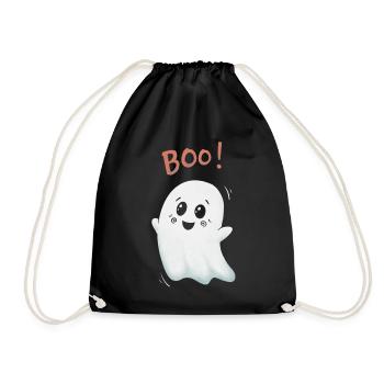 Boo Geist: Niedlicher Ghost - Turnbeutel - Schwarz - Vorne