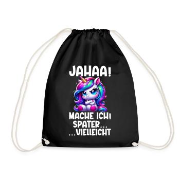 yes, maybe I'll make unicorn lovers later - Drawstring Bag - black - Front