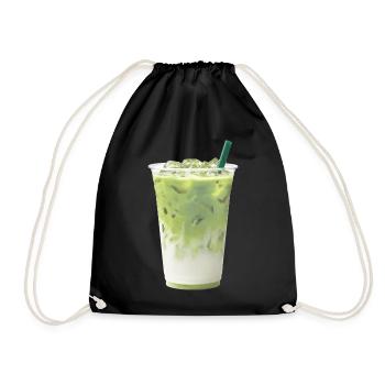 Cool Green Matcha Milk Latte - Drawstring Bag - black - Front