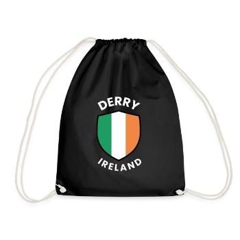 Derry Ireland Shield Flag - Drawstring Bag - black - Front