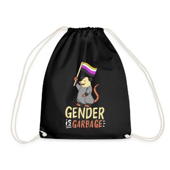 Gender Is Garbage Pride Opossum Design - Turnbeutel - Schwarz - Vorne
