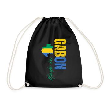 Made in Gabon, born in Gabon - Drawstring Bag - black - Front