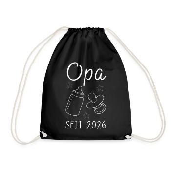 Opa seit 2026 Geschenk für werdenden Großvater - Turnbeutel - Schwarz - Vorne