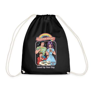 Powered By Booster Packs Level Up Your Day Trading - Drawstring Bag - black - Front