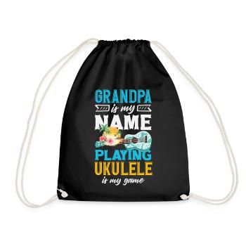 Grandpa Is My Name Playing Ukulele Is My Game - Turnbeutel - Schwarz - Vorne