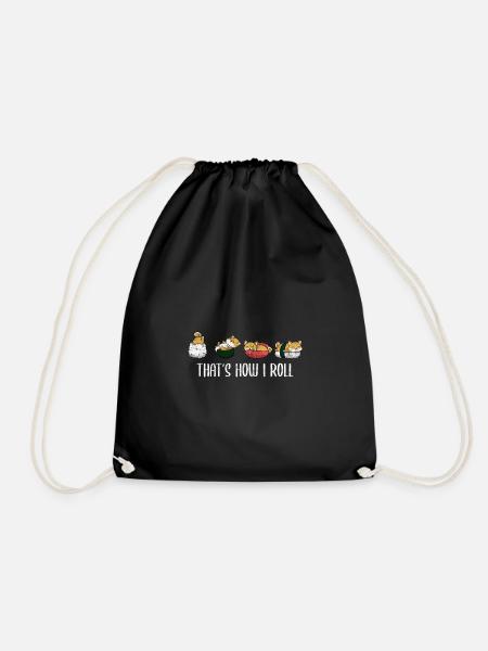 Shiba Inu Hund Sushi Japan Akita I Geschenk - Turnbeutel - Schwarz