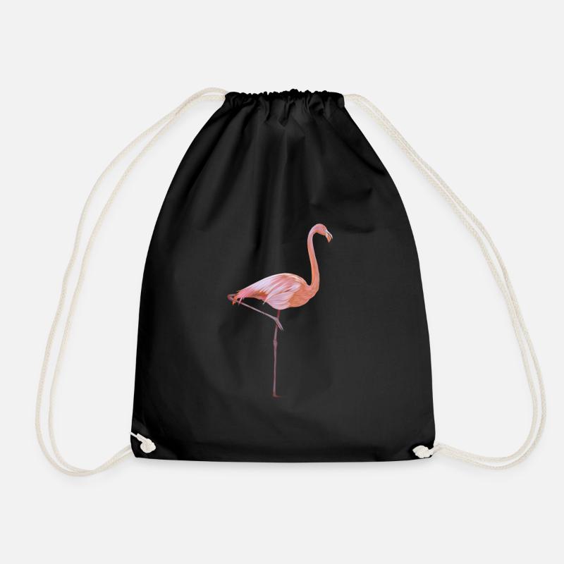 flamingo - Drawstring Bag - black