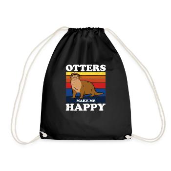 Otters Make Me Happy Lustiger Otter Spruch - Turnbeutel - Schwarz - Vorne