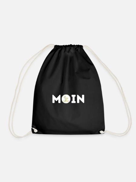 Moin mit Möwe S/W - Turnbeutel - Schwarz