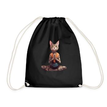Yogi Katze - Turnbeutel - Schwarz - Vorne