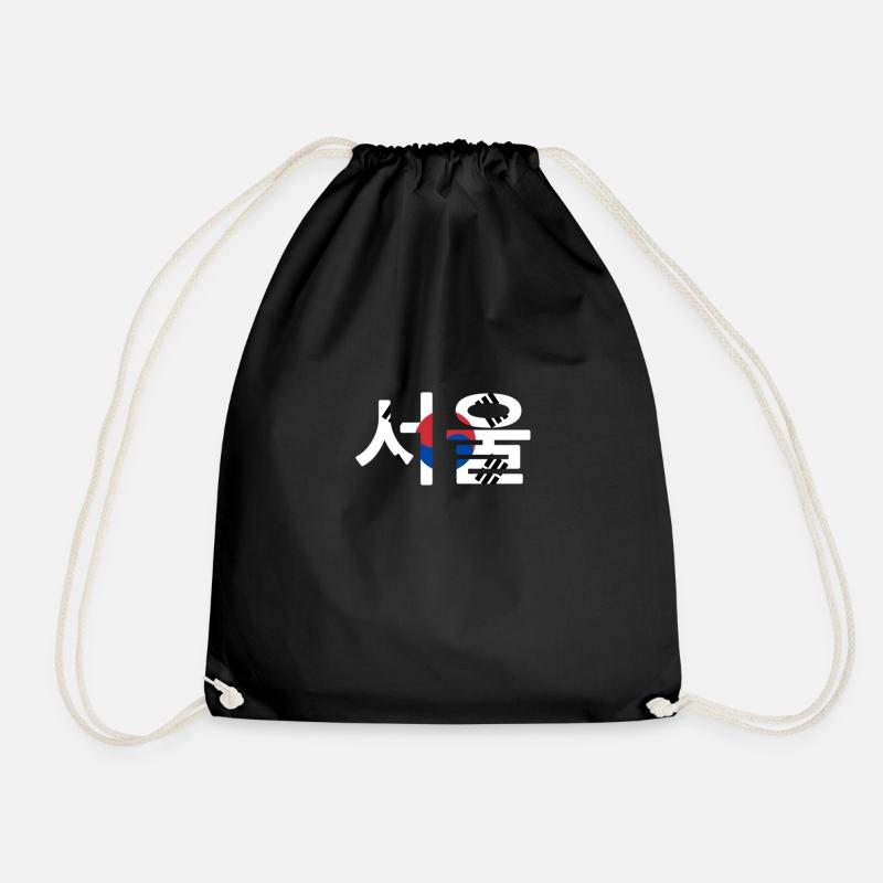 Seoul - in Korean Hangul flag - Drawstring Bag - black
