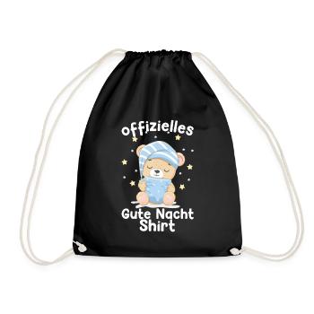 Gute Nacht Bär Schlaf Geschenk - Turnbeutel - Schwarz - Vorne