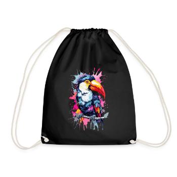 Tucan Bird Colorful - Drawstring Bag - black - Front