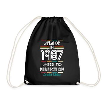 35th Birthday - Made in 1987 - Drawstring Bag - black - Front