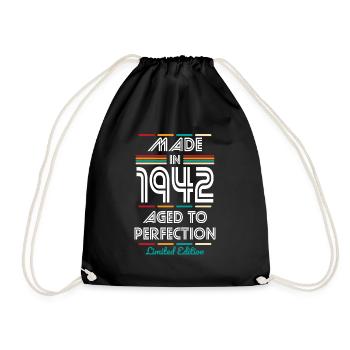 80th Birthday - Made in 1942 - Drawstring Bag - black - Front