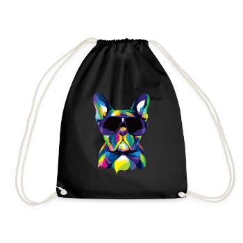 Pop Art Französische Bulldogge Süßes Geschenk Pelz Mama Hund Papa - Turnbeutel - Schwarz - Vorne