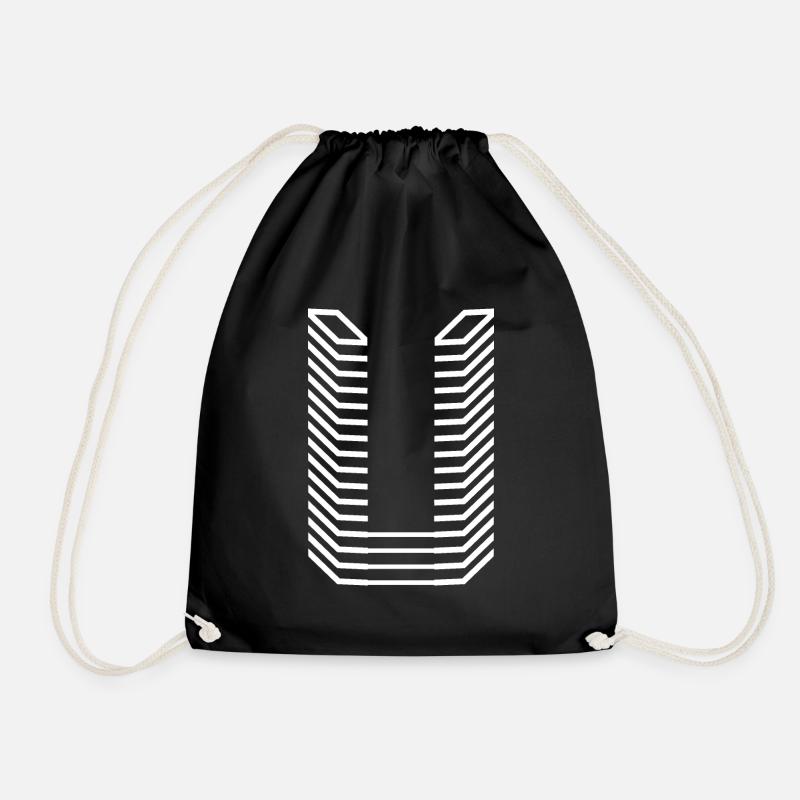 Unique Letter U Logo Design "White" - Drawstring Bag - black