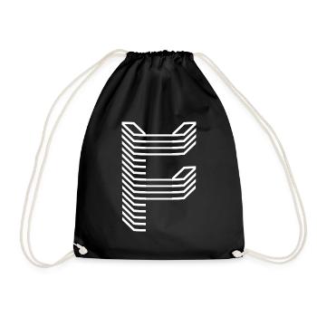 Unique Letter F Logo Design "White" - Drawstring Bag - black - Front