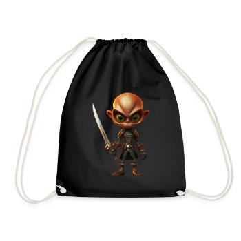 Alien pirate with saber - Drawstring Bag - black - Front