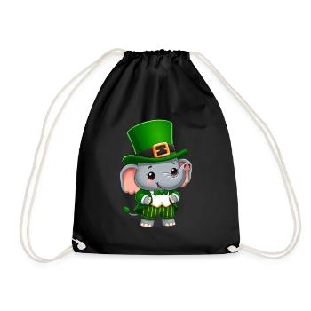 St. Patricks Day Elefant Grün - Turnbeutel - Schwarz - Vorne
