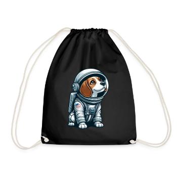 Beagle astronaut in space - Drawstring Bag - black - Front