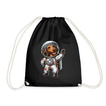 Dachshund Astronaut Space Science Fiction - Drawstring Bag - black - Front
