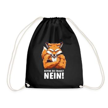 Fox Forest Animal Wild Nature Before you ask No - Drawstring Bag - black - Front